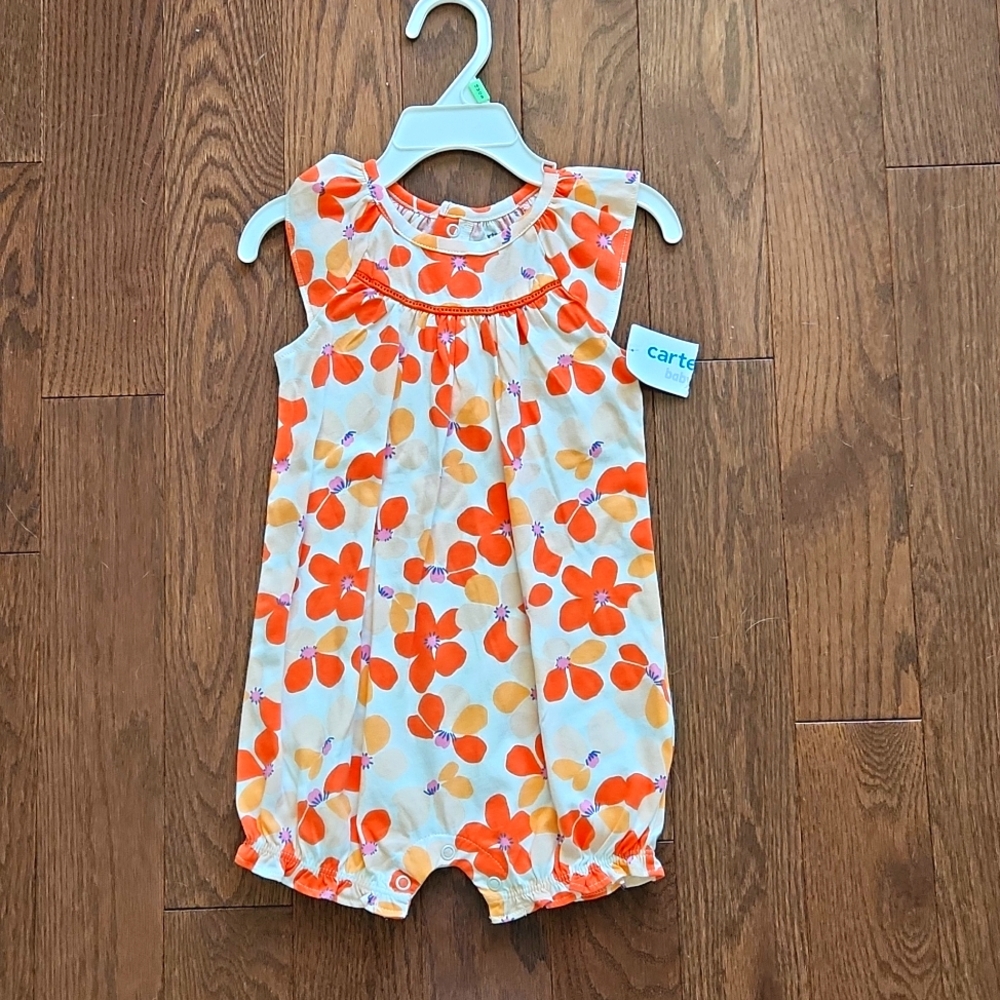 18 Month Sleeveless Orange Flower Romper for toddler - BNWT
